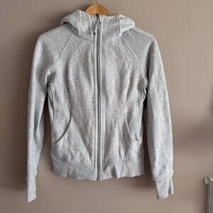 Lululemon Scuba Hoodie Heathered Gray Silver Full Zip Cotton Fleece 6 W4AWNS